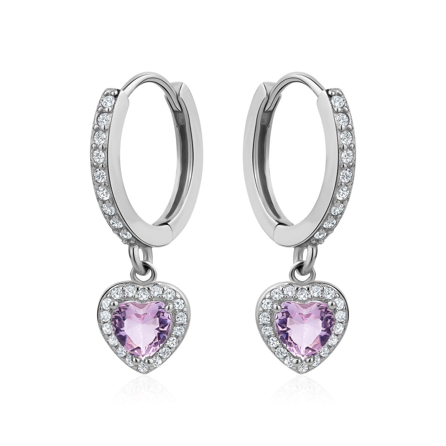 Pink Heart Gem Hoops